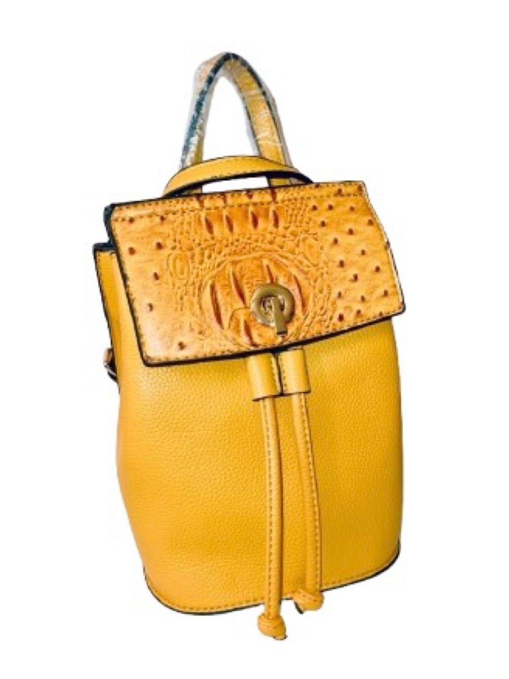 Yellow Women's Drawstring Backpack Purse